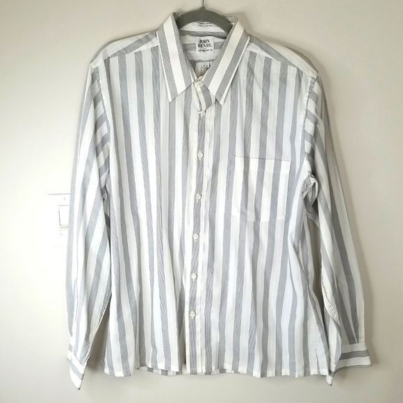 John Henry mens shirt longsleeve button down striped sz 17 34/35 - Picture 1 of 6